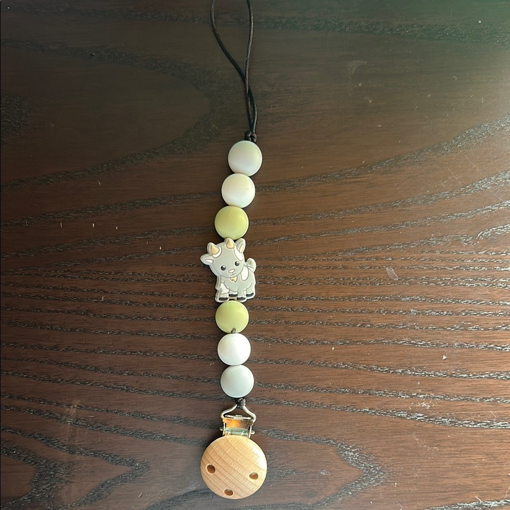 Cute goat Pacifier Clip with Beads